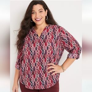 MAURICES ATWOOD GEO PRINT POPOVER BLOUSE (2X)